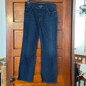 Elie Tahari, Dark Blue Wash Denim, Black Thread, 5 Pocket, Nicola Jeans, Sz 14